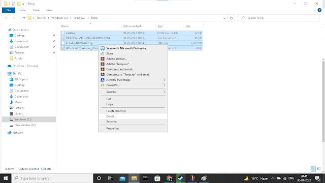 deleting temporary files in windows 10