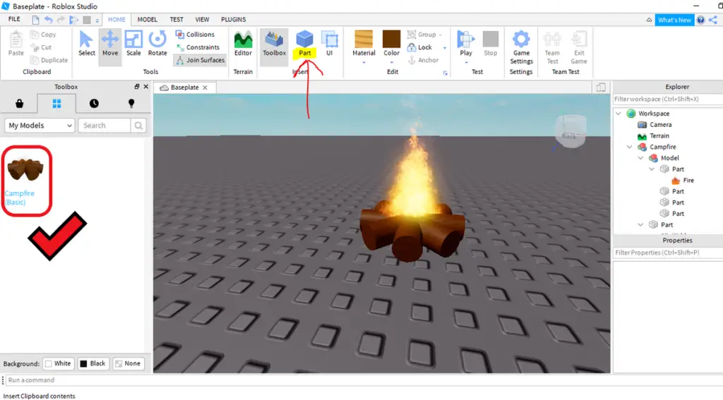 building objects in Roblox Studio